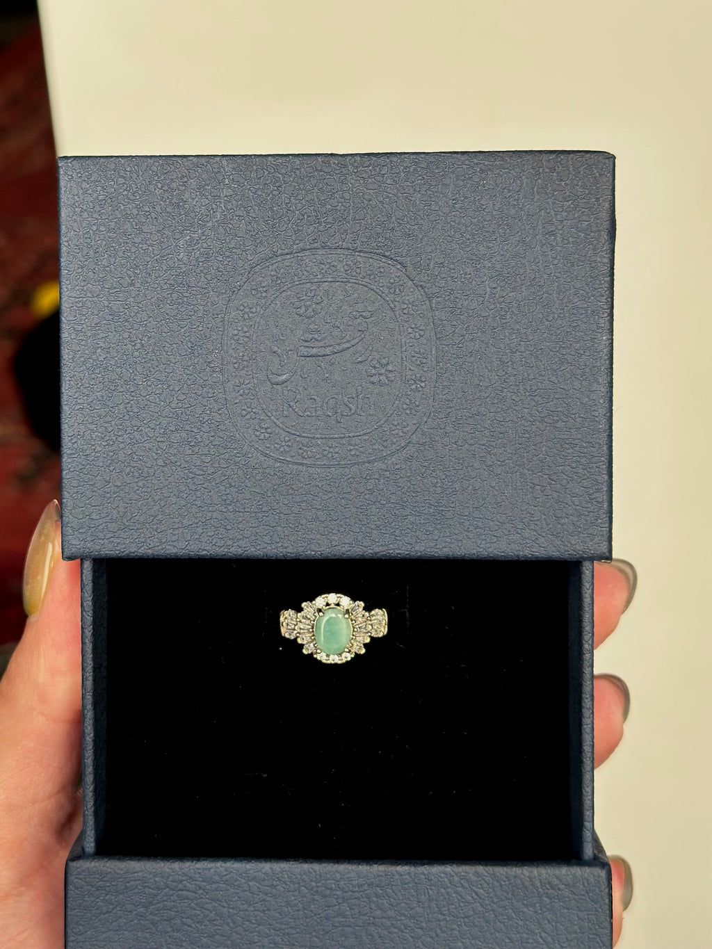 Emerald Halo Ring — Sterling Silver