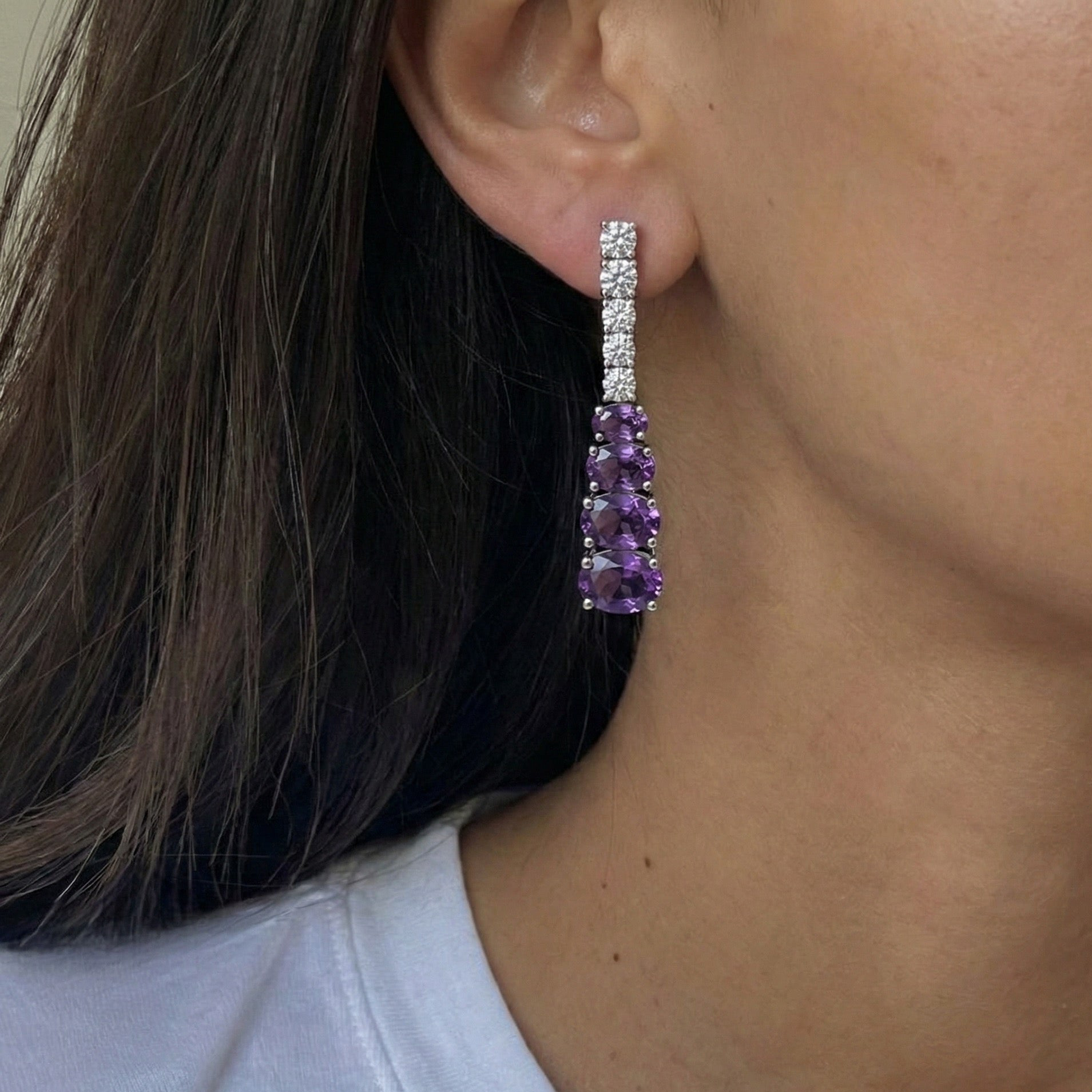 Purple Zircon Drop Earring - Sterling Silver