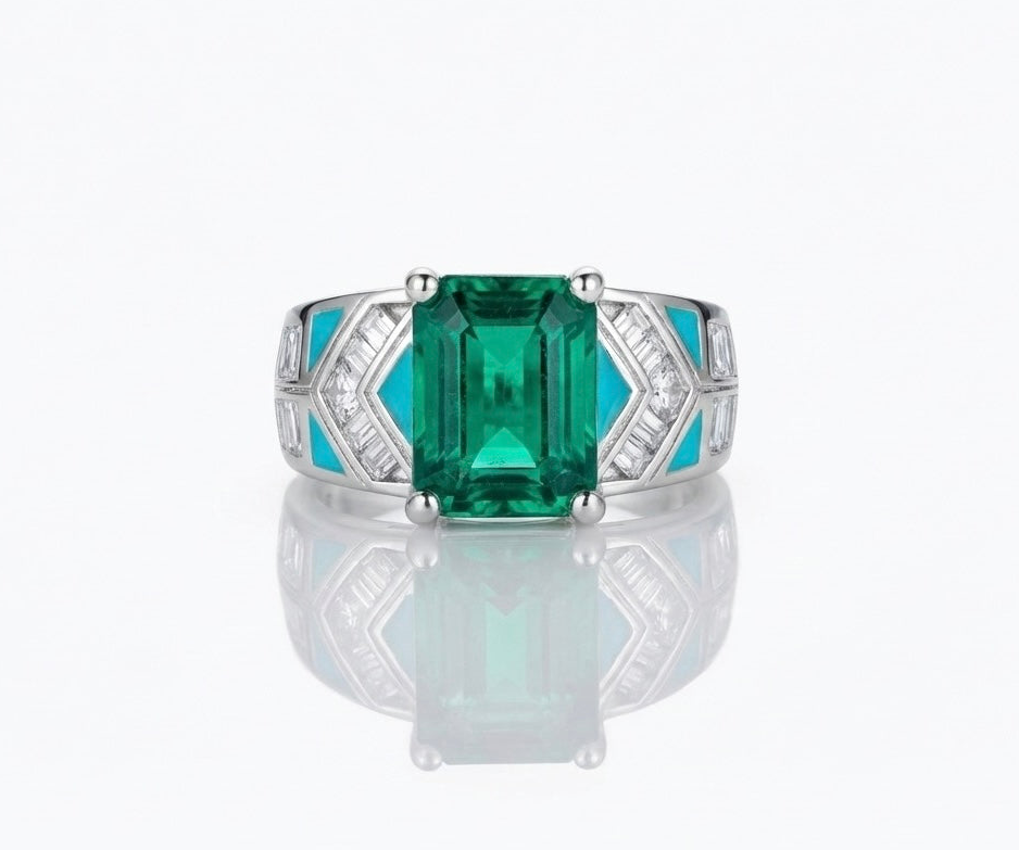 Green Zircon Ring - Sterling Silver