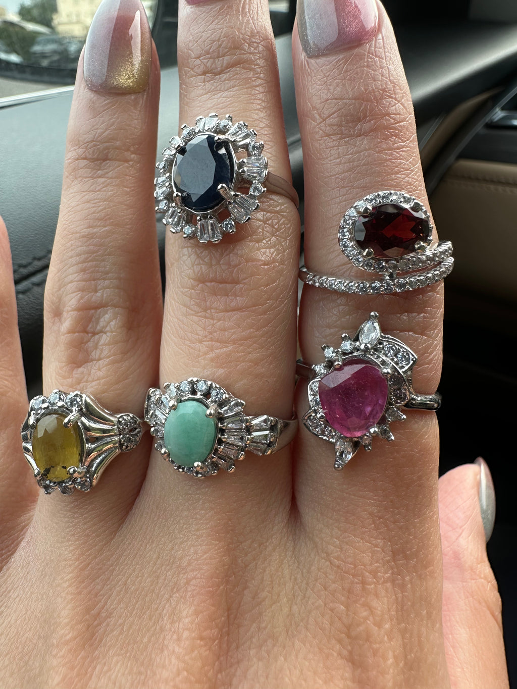 Garnet Bypass Ring — Sterling Silver