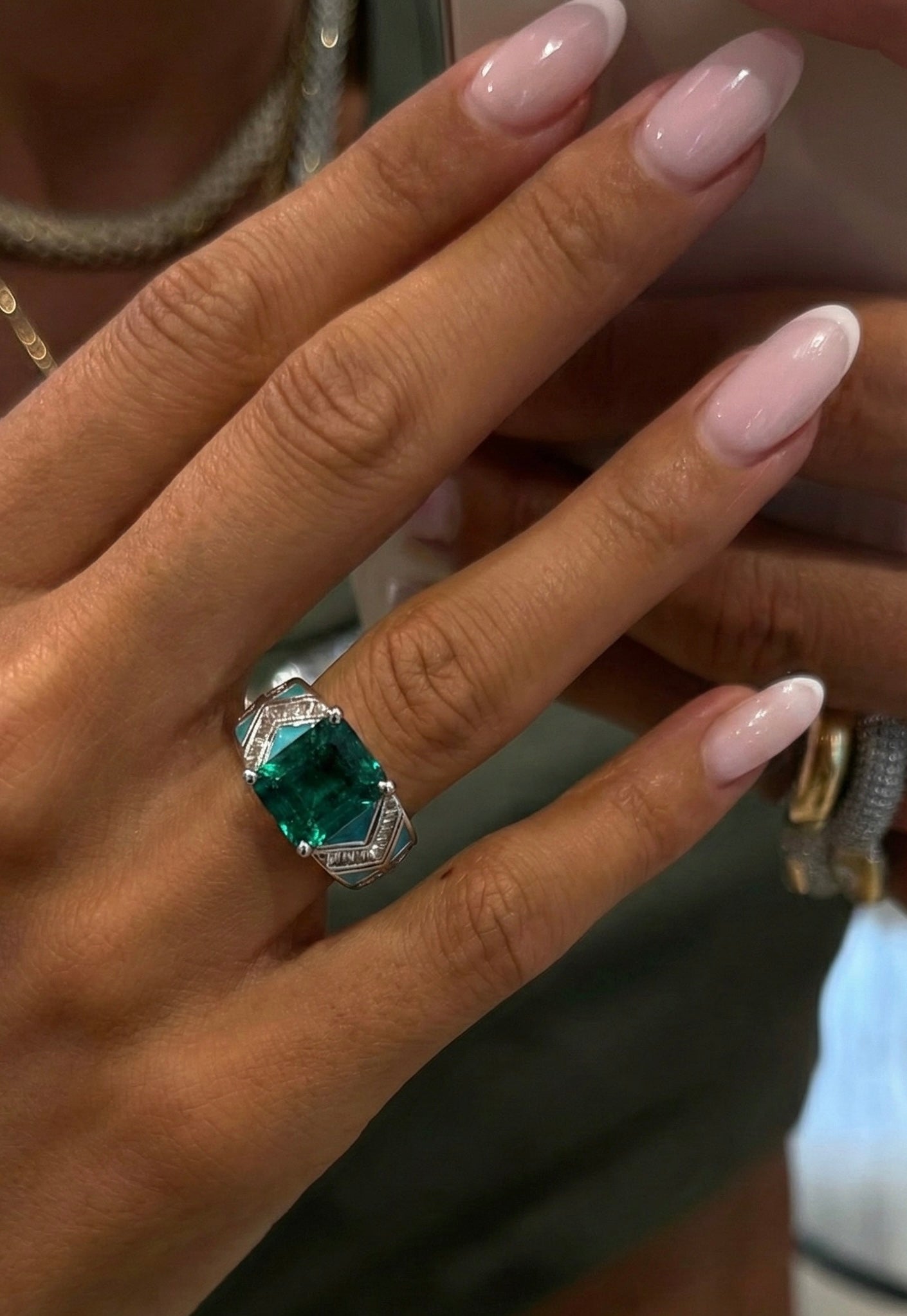 Green Zircon Ring - Sterling Silver