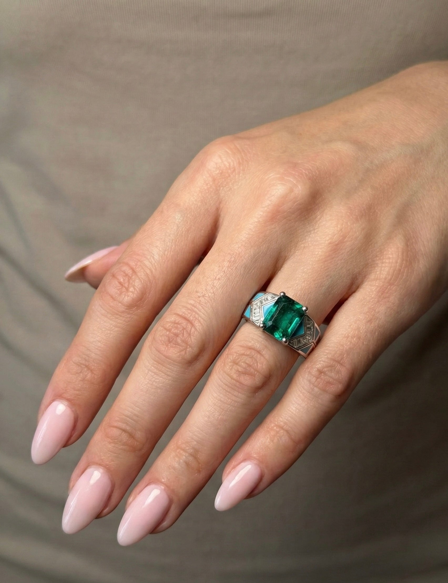 Green Zircon Ring - Sterling Silver
