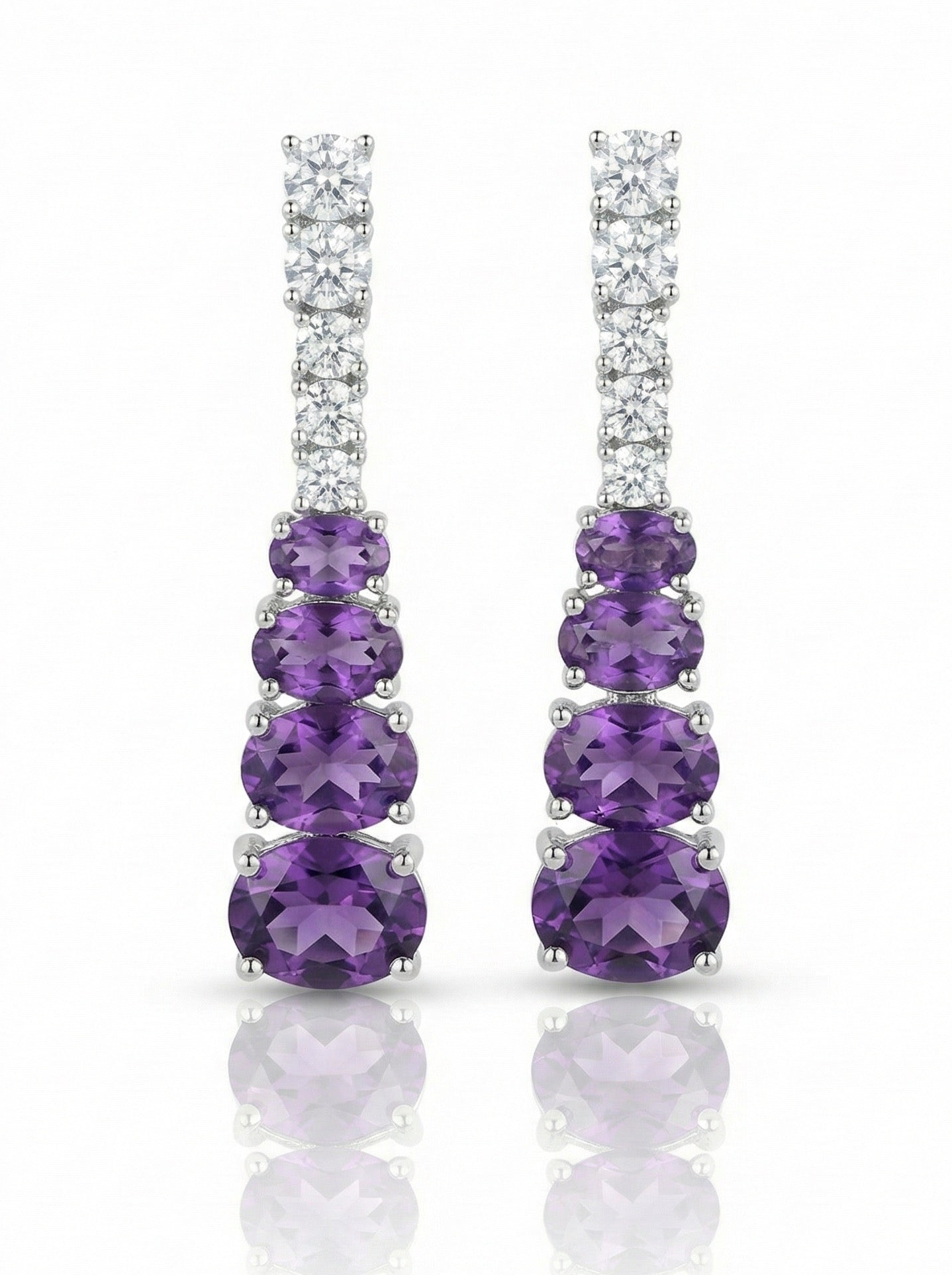 Purple Zircon Drop Earring - Sterling Silver