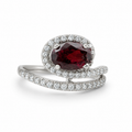 Garnet Bypass Ring — Sterling Silver