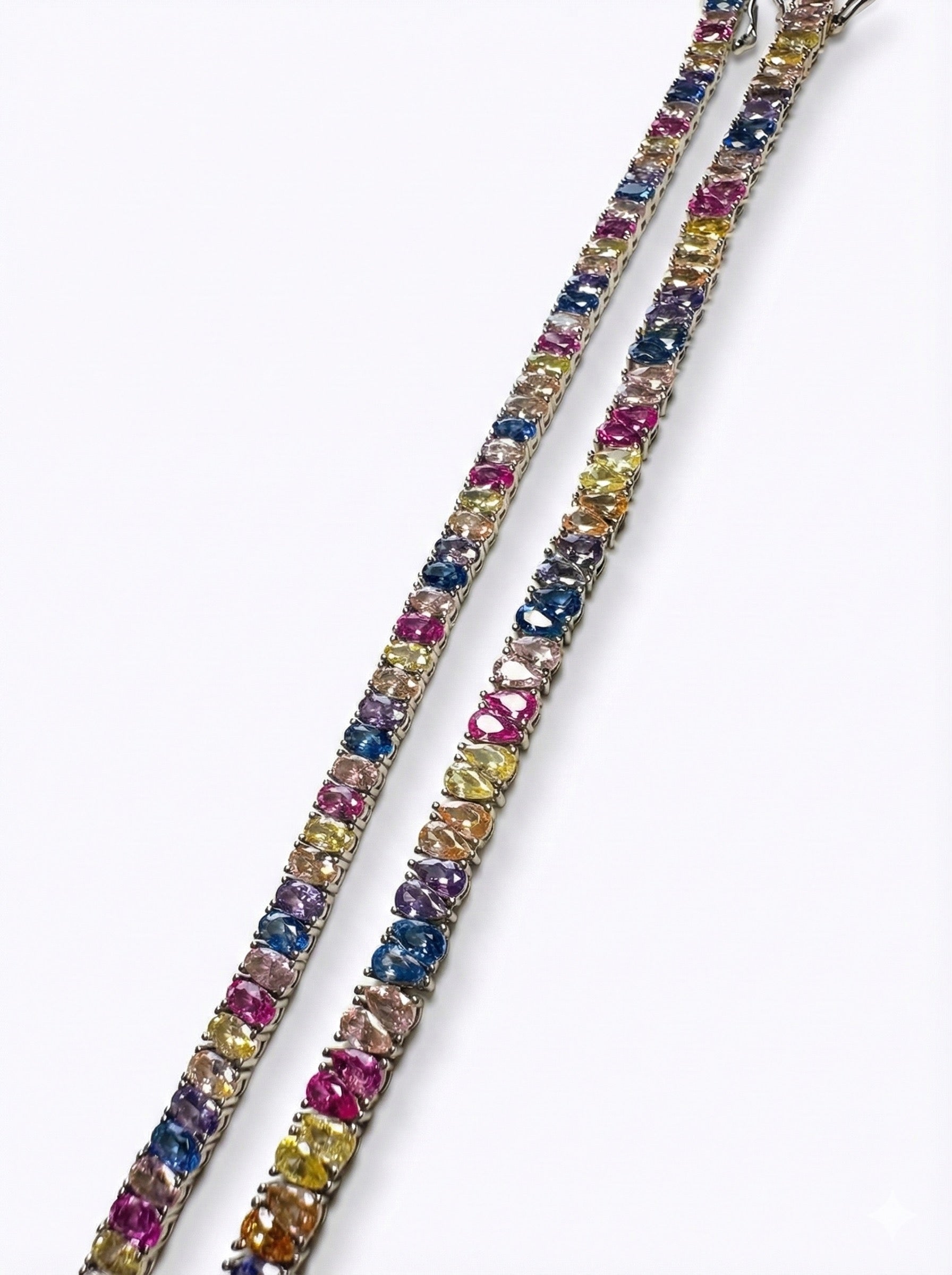 Multicolor Oval Zircon Tennis Bracelet - Sterling Silver