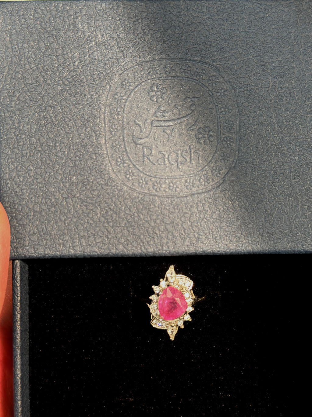 Ruby Halo Ring — Sterling Silver