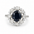 Sapphire Halo Ring — Sterling Silver