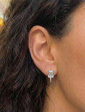 Emerald Cut Zircon Drop Earrings - Sterling Silver