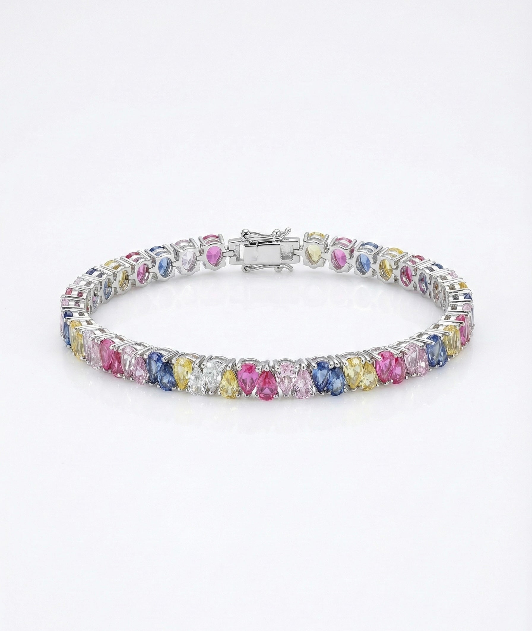Multicolor Pear Zircon Tennis Bracelet - Sterling Silver